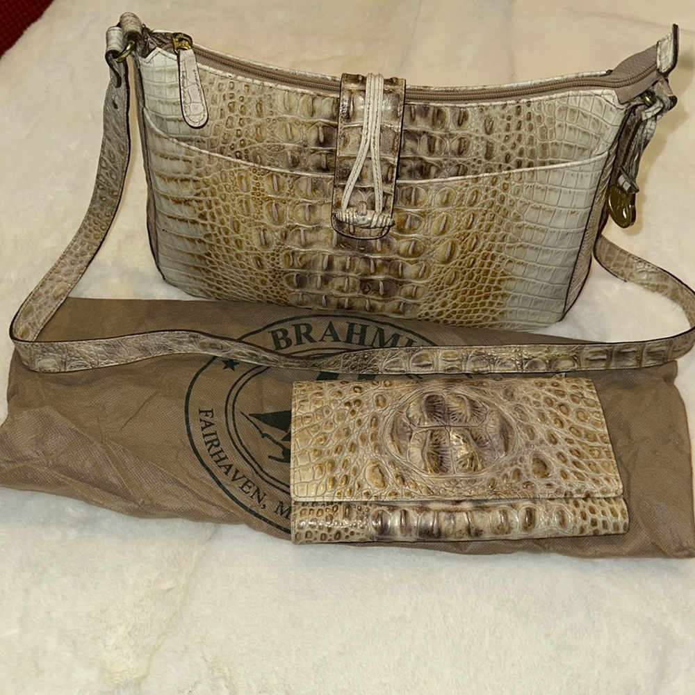 Brahmin Cream/Almond Handbag with Wallet and Dust Bag.